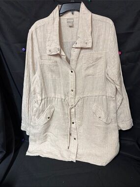 Chico's Light Beige Linen Drawstring Jacket